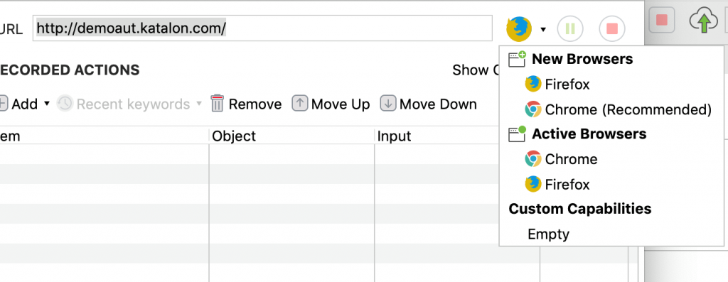 Katalon Browser Record