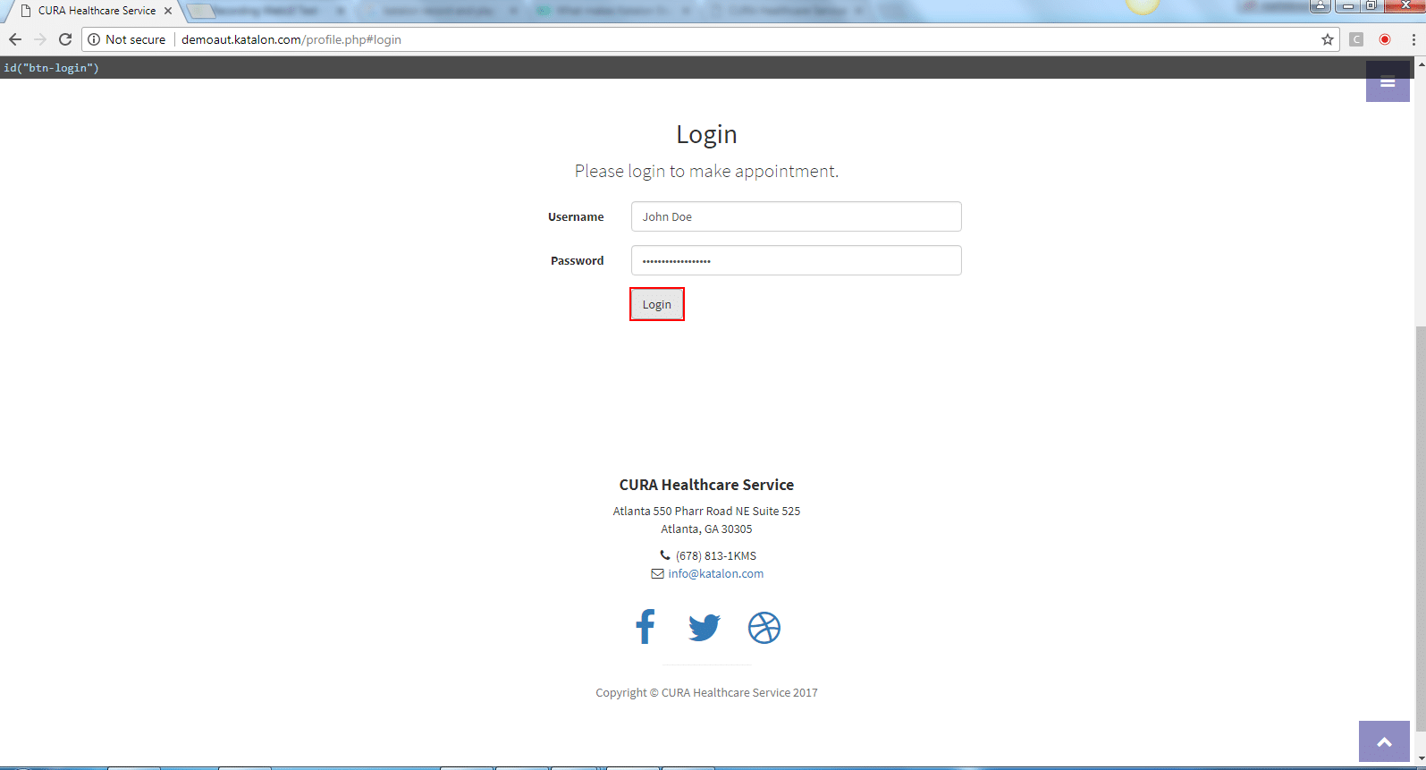 move the cursor to Login Button and click on Login Button