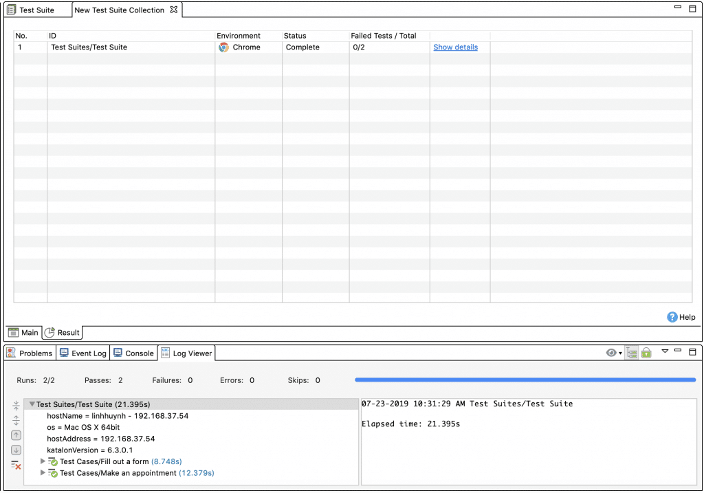 view report inside test suite collection test suite reports in Katalon