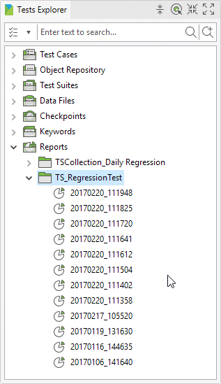 Test explorer test suite reports in Katalon