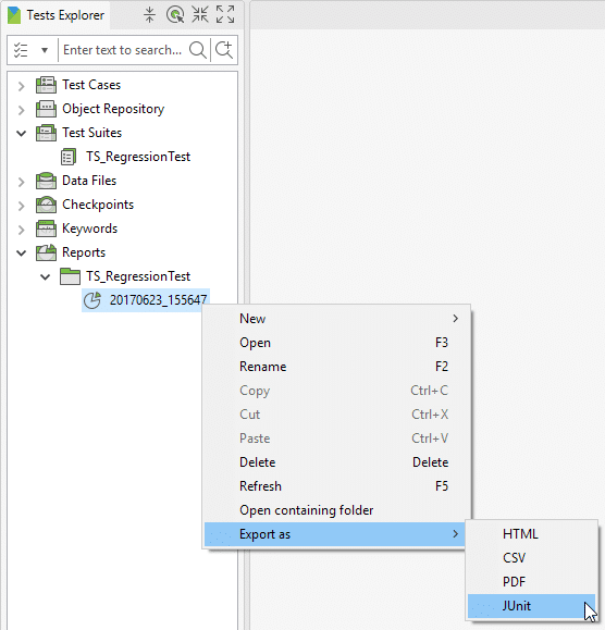 generate reports of test suites into other formats test suite reports in Katalon