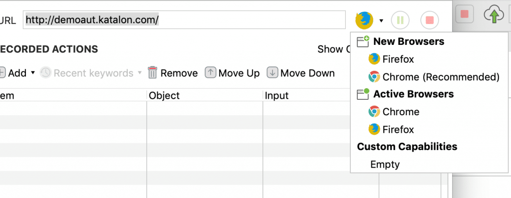 Katalon Browser Record