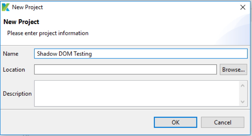 shadow DOM elements - create new project