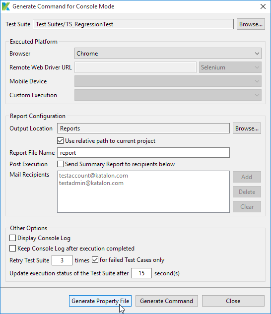 Command Builder Katalon Studio