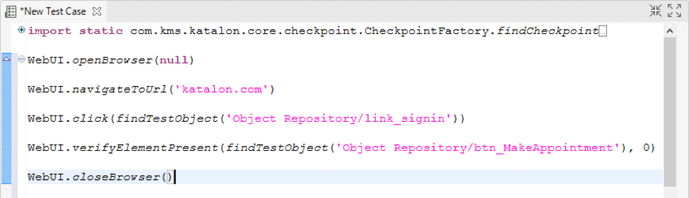 Close Browser keyword Create test case using script mode