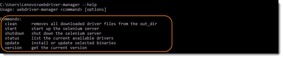 WebDriver Manager Help