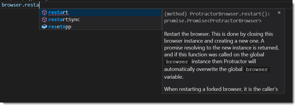 Protractor Browser Commands - Restart