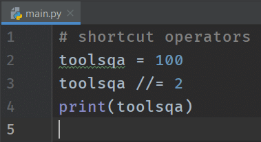 Another example of shortcut operator usage in the code
