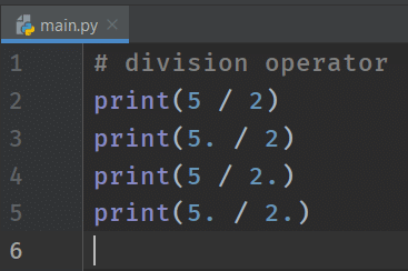 Python Arithmetic Operators - Division Operator