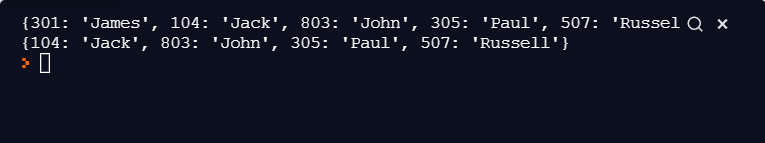 del keyword use in Python Dictionaries