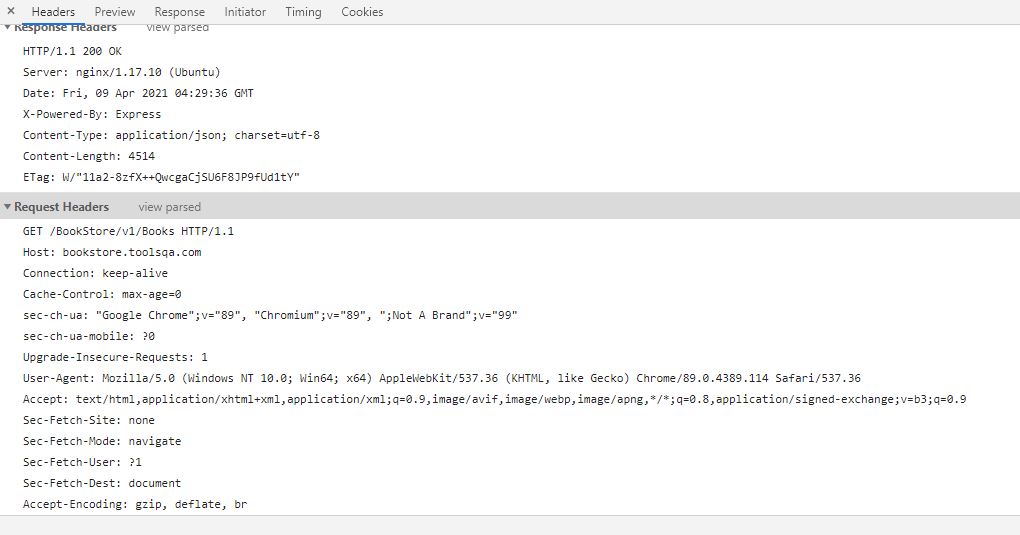 Representation metadata as headers