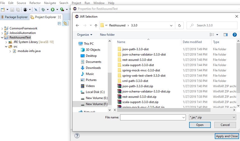 Add Rest Assured Jars to Eclipse Project