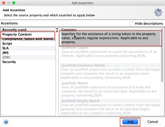 How to Add Contains AssertionCommon for both SOAP and REST In SoapUI