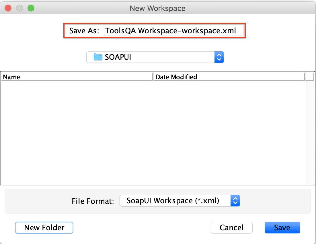 Specify path for new workspace in SoapUI