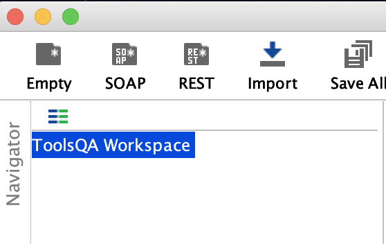 Newly created workspace in SoapUI
