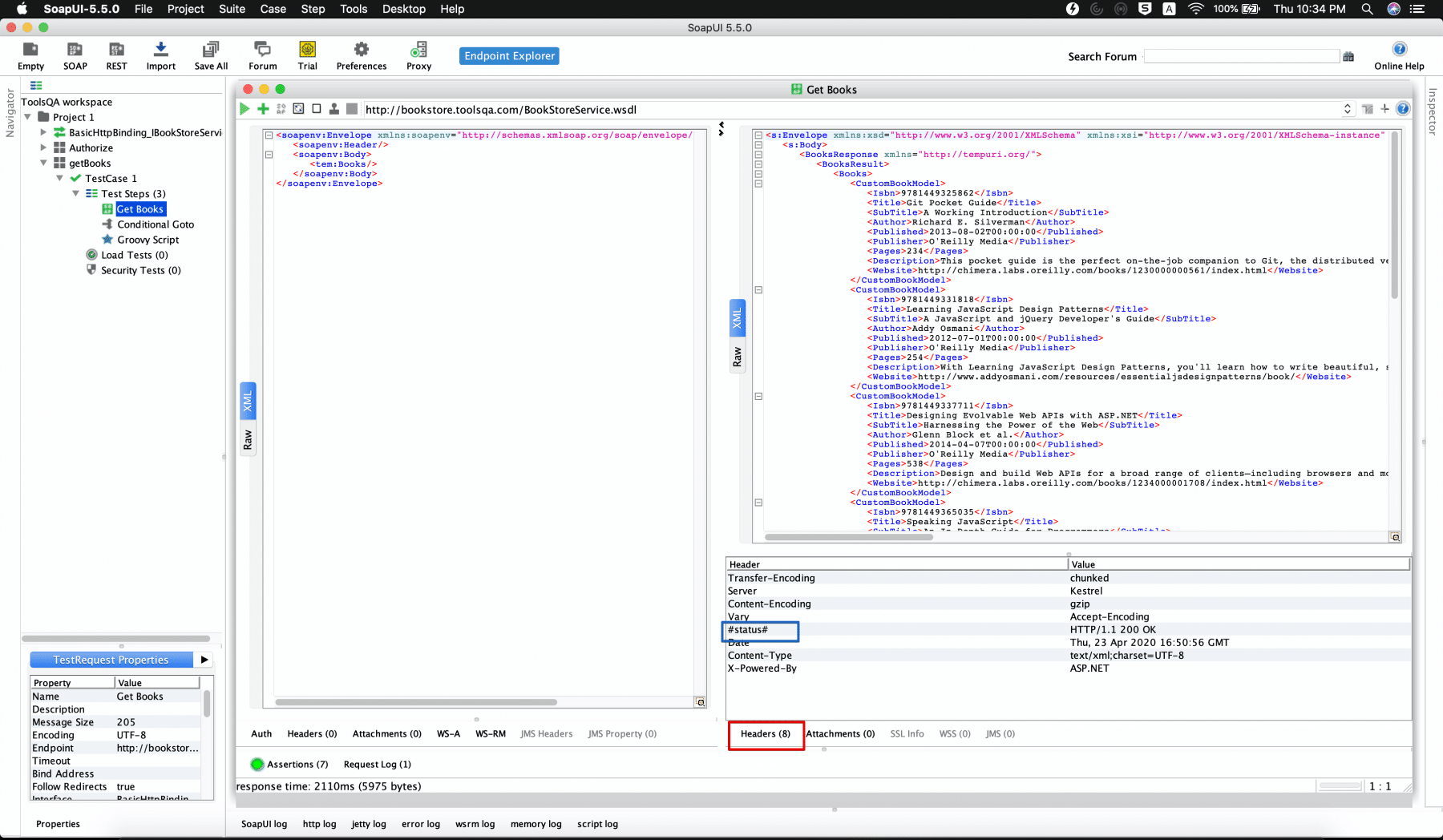 Header assertions using script in soapUI