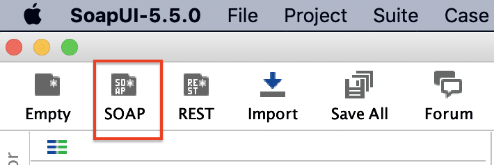 New SOAP project in SoapUI