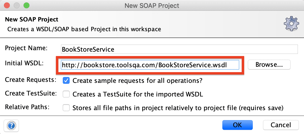 New SOAP Project configurations in SoapUI