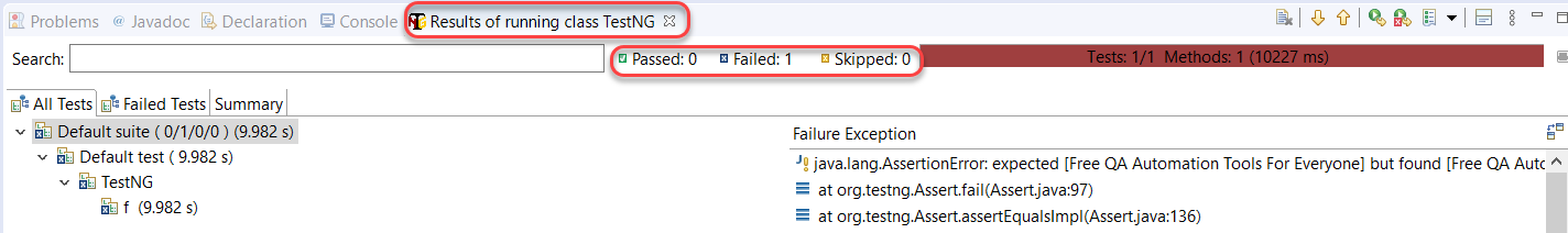 testng section in eclipse