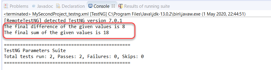 suite level parameters in TestNG