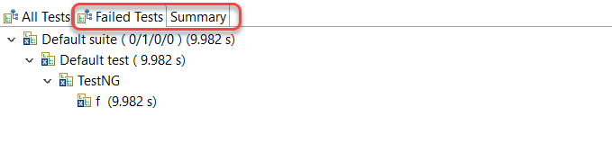 failed test summary in testng