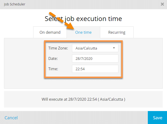 One Time Execution Job in TestProject