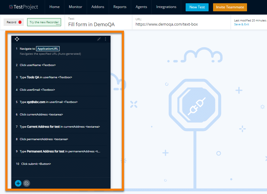 First Recorded Test Case with the help of Smart Test Recorder