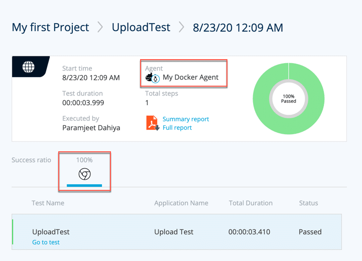TestProject Docker Agent Report
