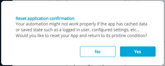 Reset Application Confirmation