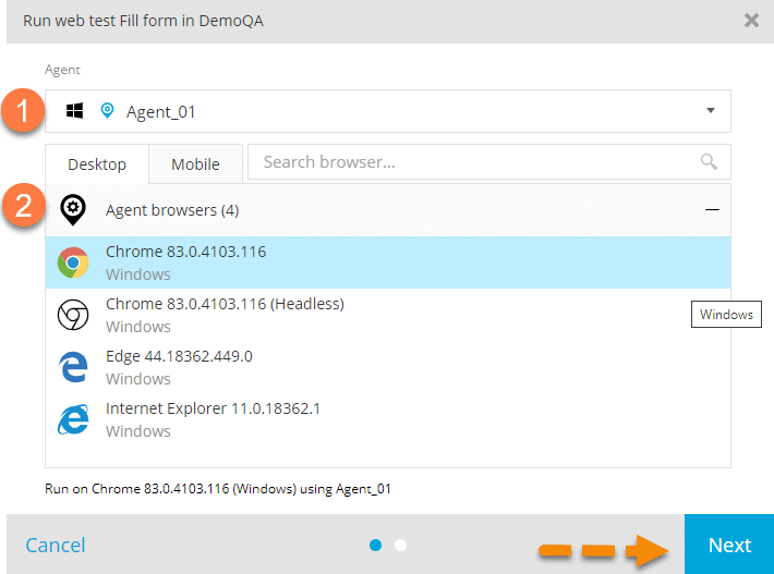 TestProject: Test Run Config for executing the test case on local machine