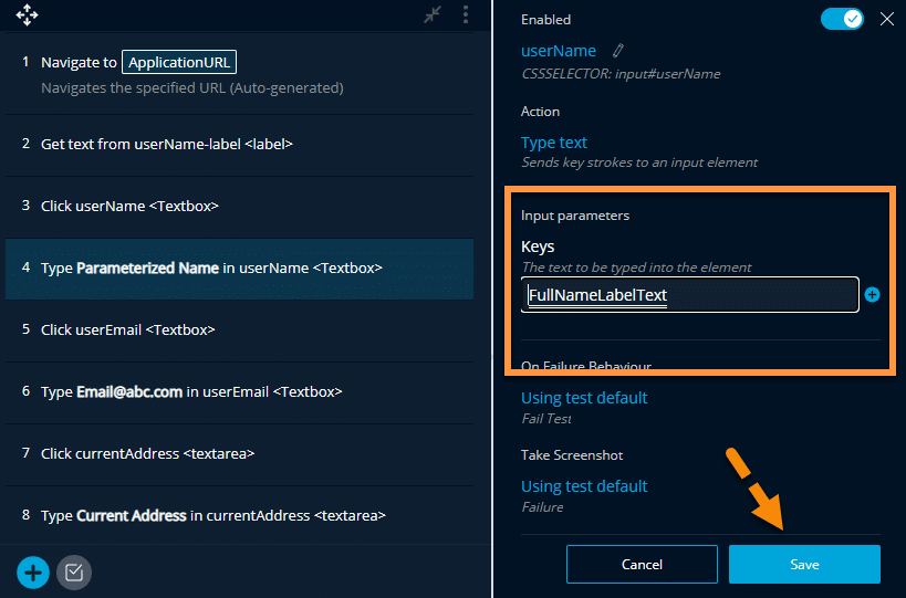 Validate Parameter and Save