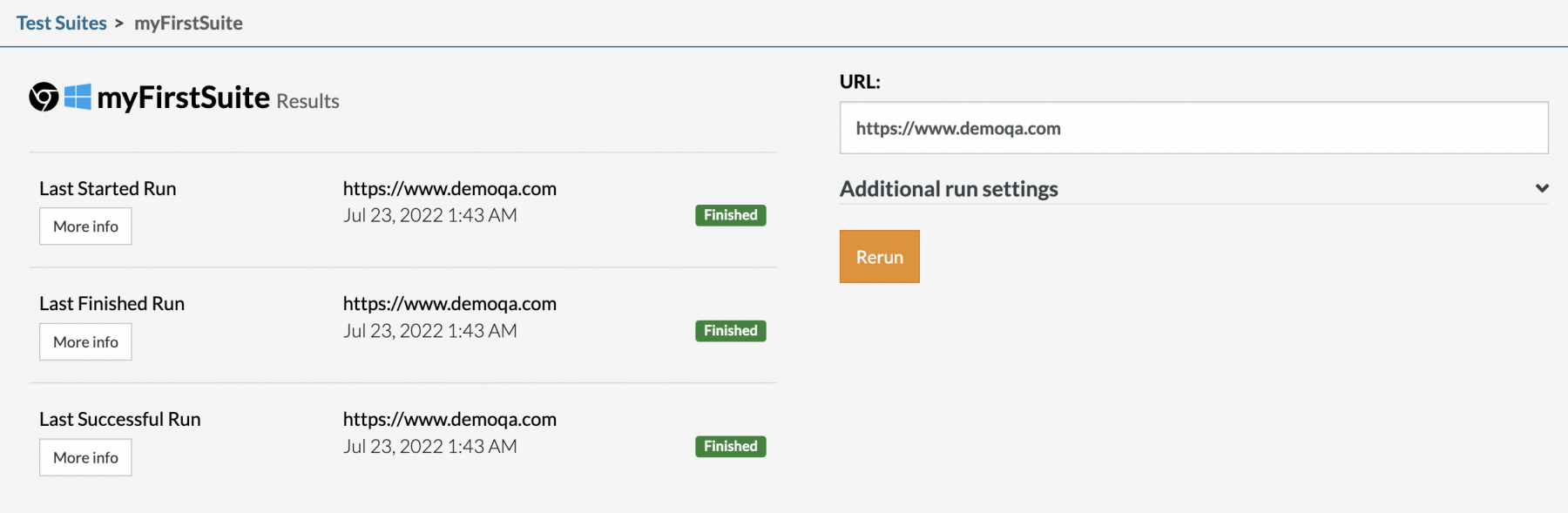 test suite details