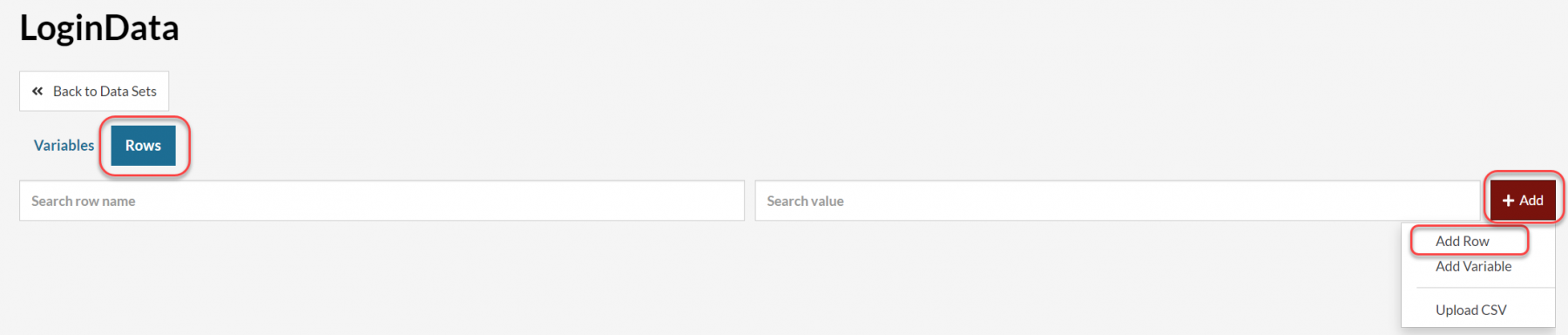 Select rows in testRigor data set