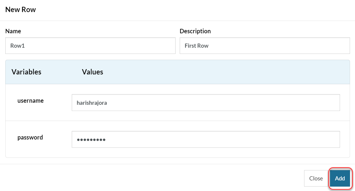 How to add a new row in data set in testRigor