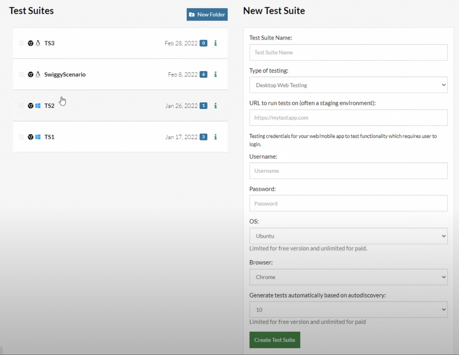 create test suite in testRigor