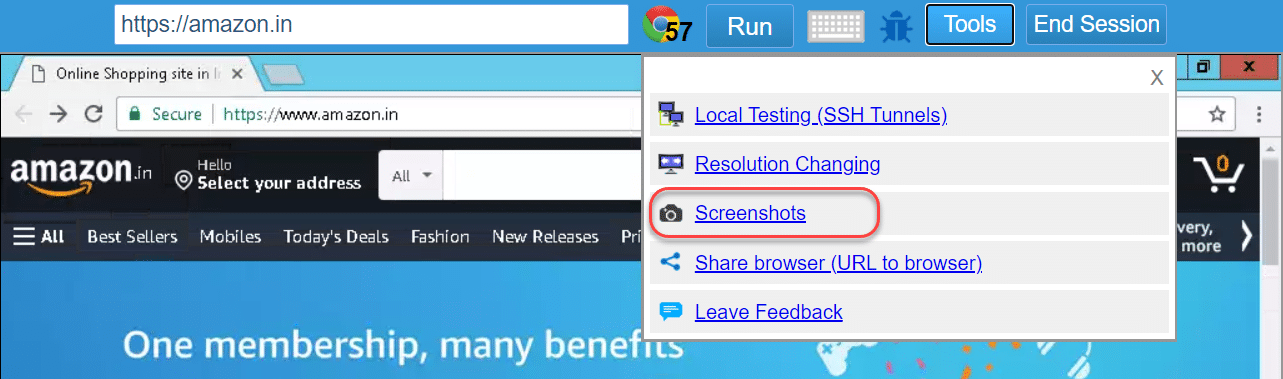 Tools Menu in Browserling