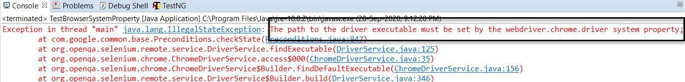 system property setup in Selenium