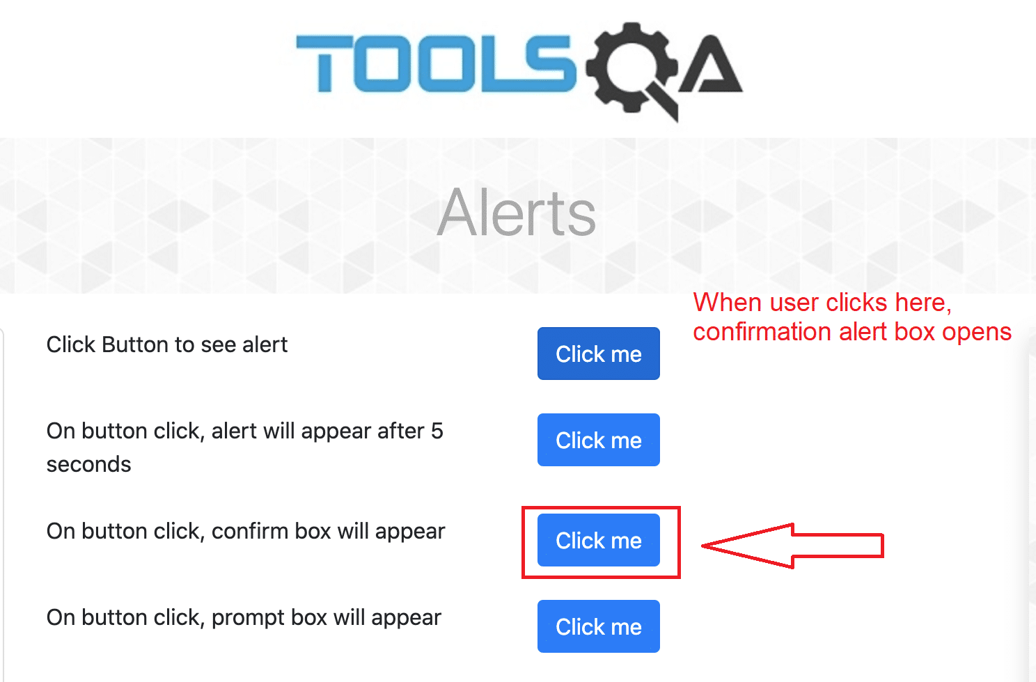 Confirmation alert box