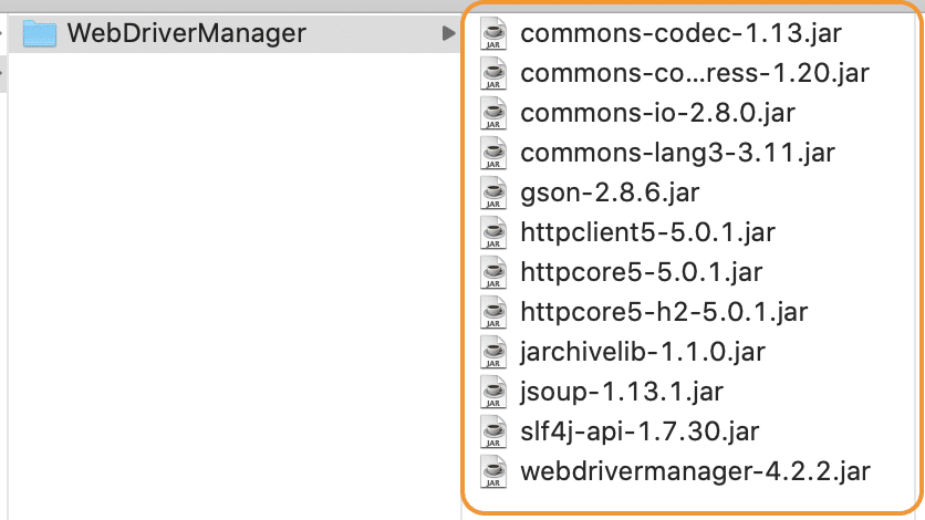 Various JARs in WebDriverManager