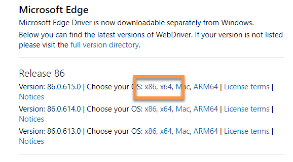 Download EdgeDriver compatible version