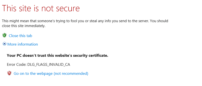 Untrusted SSL Error IE