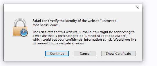 Untrusted SSL Error Safari