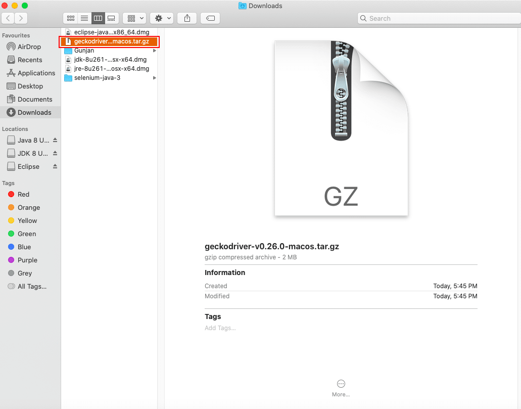 geckodriver tar file in Downloads folder